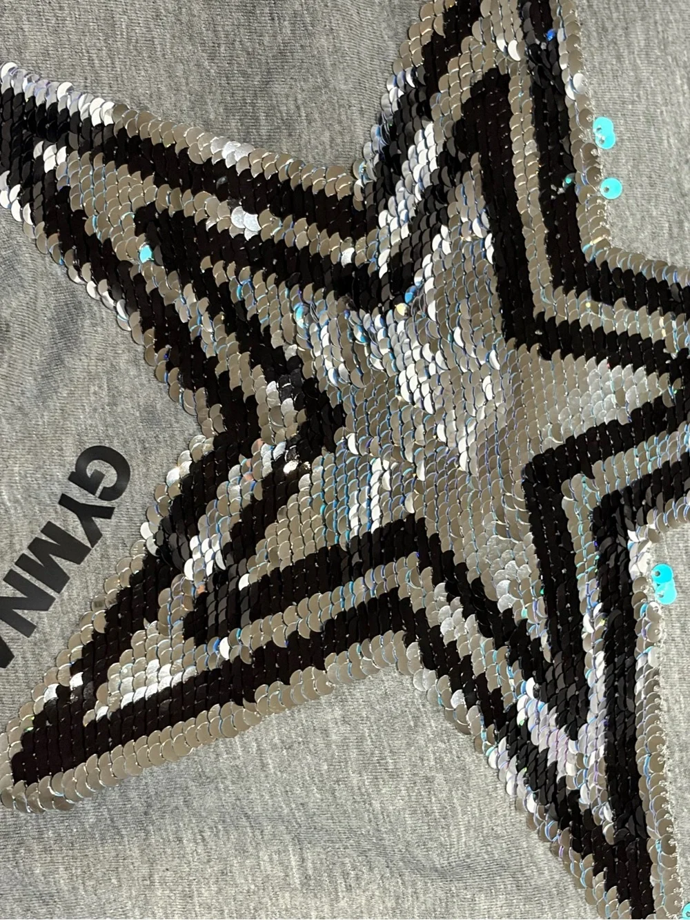 Justice Active Girls 14/16 XL Gymnast Shirt Flip Sequin Star 3/4 Sleeve Gray
